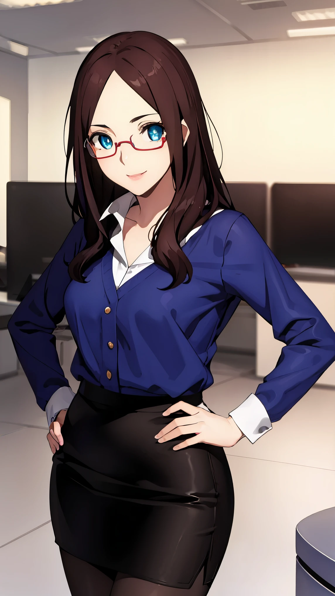 leonardodavinci, leonardo da vinci, blue eyes, brown hair, glasses, long hair, semi-rimless eyewear, under-rim eyewear,
BREAK ( office lady, white collared shirt, pencil skirt, pantyhose:1.2),
BREAK looking at viewer, hand on hip, office, indoors, depth of field, gasping, ecstasy, seductive smile,
BREAK (masterpiece:1.2), best quality, high resolution, unity 8k wallpaper,NSFW ,(illustration:0.8), (beautiful detailed eyes:1.6), extremely detailed face, perfect lighting, extremely detailed CG, (perfect hands, perfect anatomy),