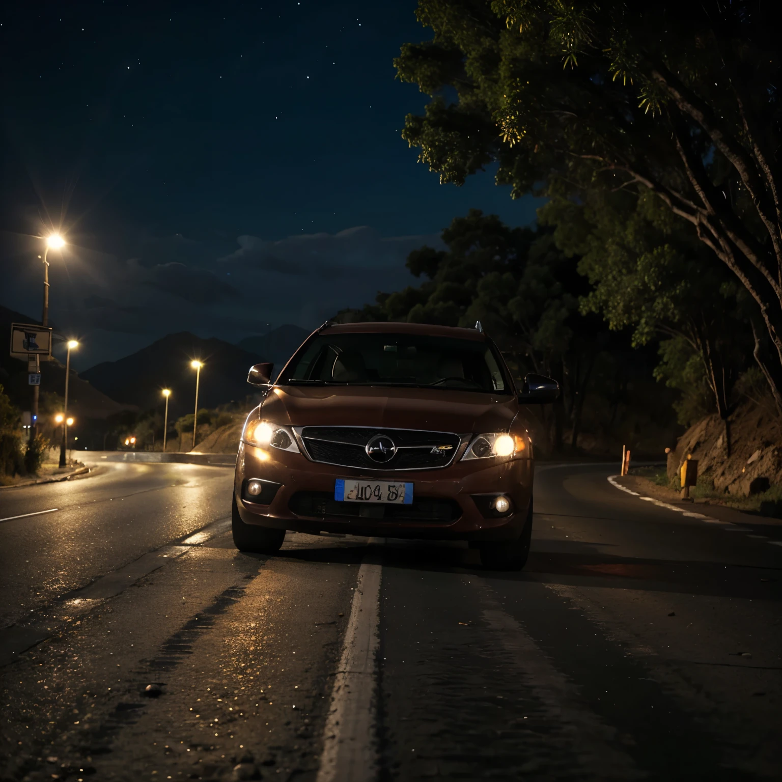 Auto choca de noche en ruta desolada