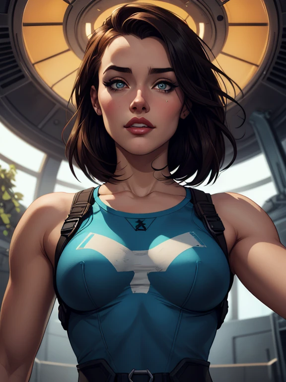 Personagem mulher estilo atompunk Fallout 4 cabelos pretos atriz Ella Purnell com marcas de guerras Imagem de desenho animado de uma mulher .Ilustracaoo estilo desenho animado, estilo de arte dos desenhos animados, estilo de arte dos desenhos animados, digital illustration style, estilo atompunk design de personagens altamente detalhado, arte digital detalhada coragem,actress Ella Purnell with black hair slim body Forest fan art, Design de cabelos pretos personagens de retrato, beautiful digital illustration, retrato de alta qualidade, Arte em quadrinhos, s . Eyelined eyes, medium bust and wonderful sexy clothes. image expression of sexual desire from waist to head illustration atompunk style Fallout 4 The perspective is from below, enfatizando a majestade e o poder da Gigante."atriz Ella Purnell cabelos pretos um close up de uma mulher com um vestido vermelho segurando uma arma, artgerm julie bell beeple, glamorosa Jill Valentine, inspirado em Raymond Swanland, Resident Evil, Artgerm Craig Mullins, Cutesexyrobutts, inspirado em Marek Okon, estilo de Raymond Swanland, Resident Evil inspired, Artgerm detalhado