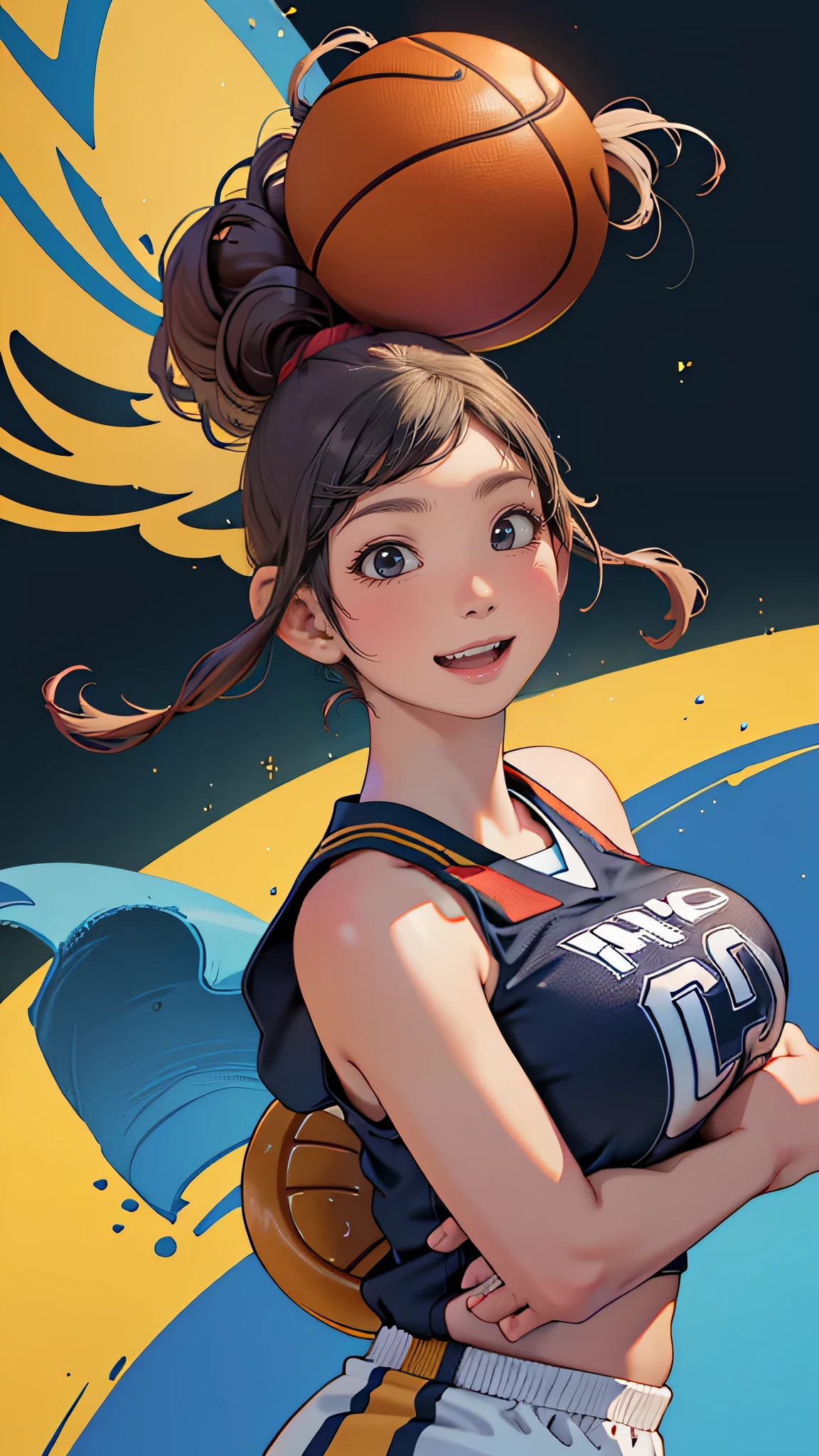 (cheerful girl:1.2),(basketball player,take a dunk shot:1.2),(random hairstyle),(Highest image quality,(8k),ultra-realistic,best quality, high quality, high definition, high quality texture,high detail,beautiful detailed,fine detailed,extremely detailed cg,detailed texture,a realistic representation of the face,masterpiece,Sense of presence)