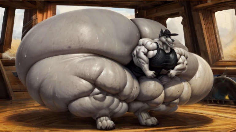 4k, high resolution, best quality, perfect lightning, perfect, solo, anthro, young, boy,white wolf:2.0, furry body, (fluffy mane:1.2), fluffy tail, male, adult, (bulky2:0, thick muscles2:0, huge muscles:2.0, hyper muscles:2.0), (thick biceps, veiny biceps, broad shoulders:2.0), (thick legs, thick calves:1.1), (digitigrade legs, 4 toes:1.2), perfect colors, (photorealistic fur, detailed fur, epic, masterpiece), (suggestive posing:1.2), (seductive smile, lustful grin 1.3), detailed beach,detailed wolf eyes:2.0, by k0suna, by darkgem,nipple ring,hyper arms:2.0,veins,white body,white fur,hyper butt:2.0,hyper paws:2.0,standing,thick legs,thick butts:2.0,sweat body:2.0,massive butt:2.0,black hat,hyper ass:2.0,huge ass,long legs,juicy butt:2.0,butt like a mountain