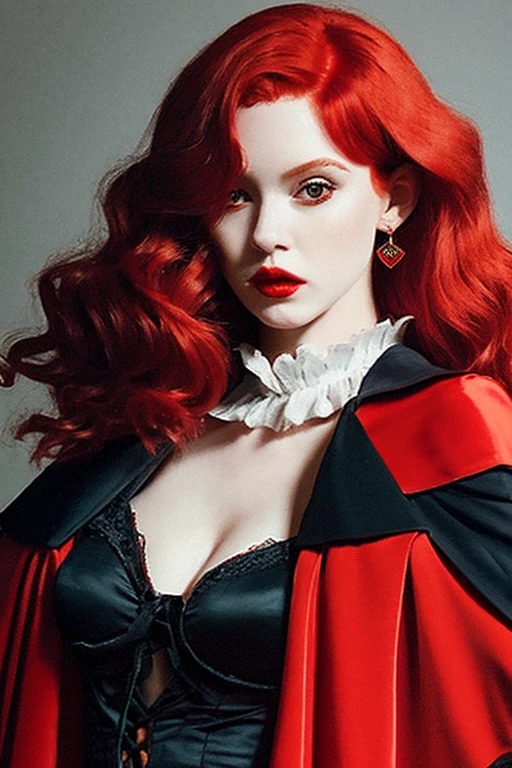 Red hair、Black Cape、cool