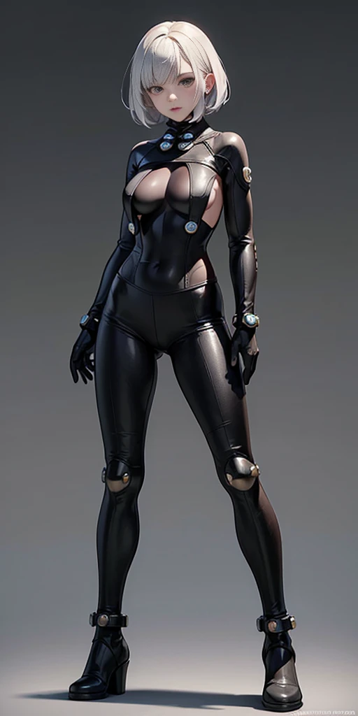 Bo Wei Style, score_9, score_8_up, score_7_up, very detailed, highly detailed texture, smooth, smooth colour, block colour, flat color, LadyB, 1girl, full body, slim body, slim thighs, bodysuit, detail eyes,  solo, looking at viewer, ninja mask, large breasts, simple background, brown hair, green eyes, weapon, bodysuit, holding two hand, ninja background, sheath, skin tight, LadyB bodysuit, ladybninja close-up, 8k detailed,