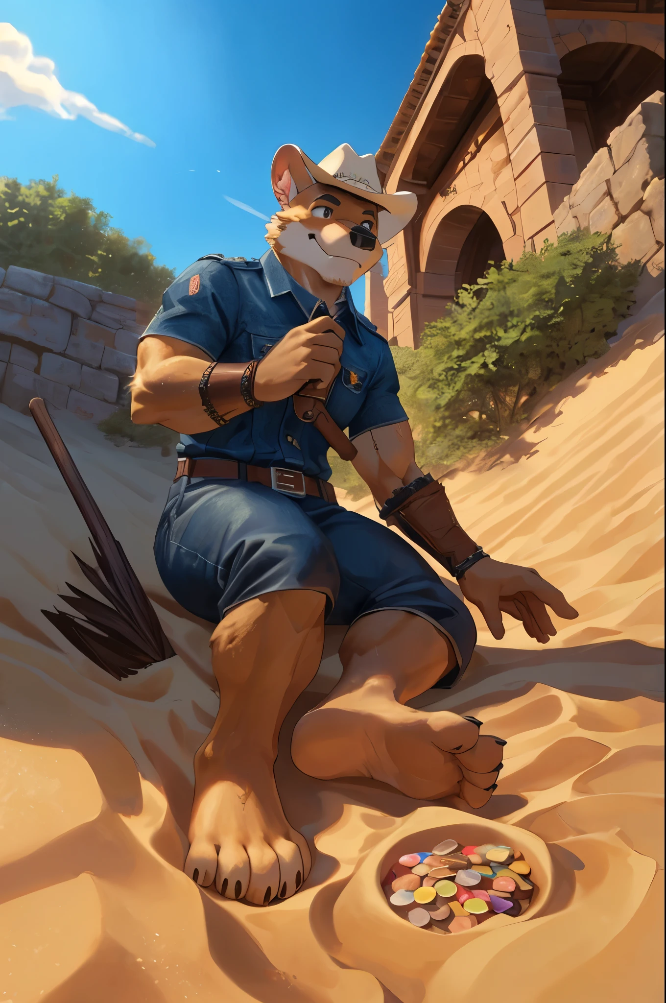 (((Barefoot furry character, full body, cinematic setting, furry male, plantigrade)))
Dream on, (little Broomstick Cowboy)
Of rocket ships and Mars
Of sunny days and Willie Mays
And chocolate candy bars
Dream on, (little Broomstick Cowboy)
Dream while you can
Of big green frogs and puppy dogs
And castles in the sand
BREAK, nice soles, detailed background, 8K, (masterpiece:1.5), intricate details, highly detailed, extreme detail, octane render, fine art, best quality, highres, (detailed face:1.5), ((full_body)), UHD, (((perfect hands))), low light