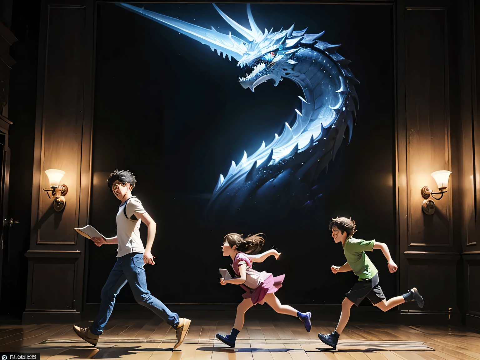 4 k detail fantasy, (((fullbody))), four boys running together, reading bible, (((side view))), happy, laughing, 2. 5 d cgi anime fantasy artwork, modern style, wow 4k detail fantasy, hyperdetailed fantasy character, full image, 