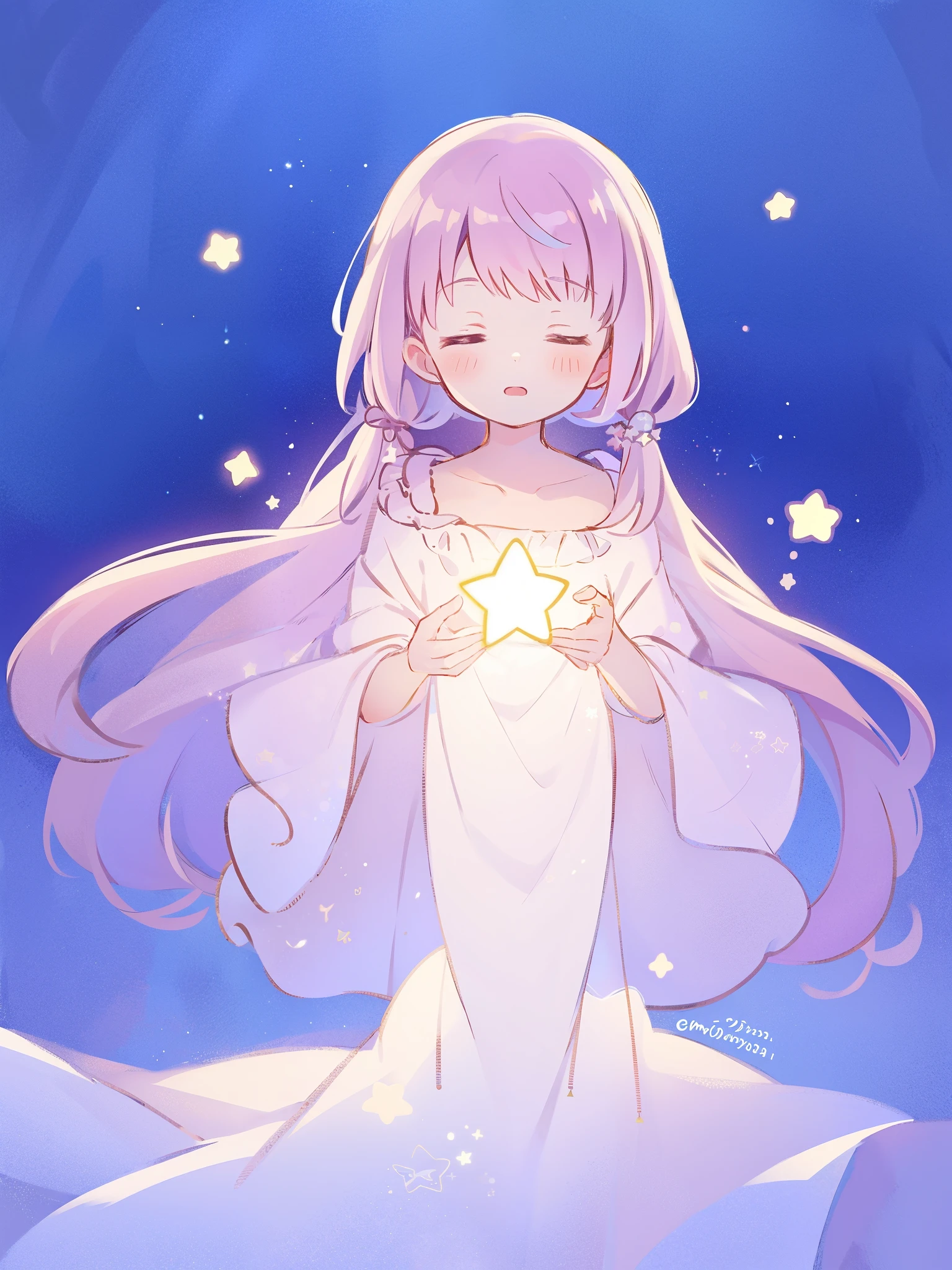complex background, wishing star background, a woman wearing an ethereal mystical pink translucent dress that reflects the stars, mystic, complex drawing, highly detailed, ethereal, starry night, midjourney style