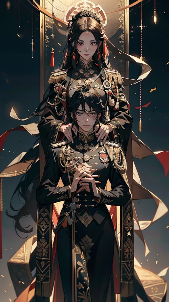 （（（Emperor and Empress 1.2））），Black Ming uniform，super detail, UHD, masterpiece, ccurate, textured skin, super detail, high details, high quality, award winning, best quality, highres, 1080P