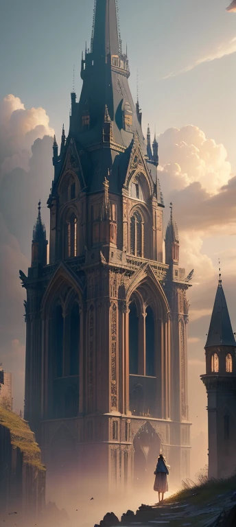 "(by Greg Rutkowski: 1.2), (Masterpiece), (Best quality), Extremely delicate and beautiful, illustration, (Fantasy landscape), Depth of field, hdr, Intricate, Delicate, (no human presence), Realistic depiction, Live-action feeling, Create visual masterpieces of the best quality. Highlight the marvelous elements of the Baroque architecture of the medieval city, Focus on towers in ruins, The effects of collapse and severe weathering are emphasized. Provide a vision,Capture grandeur and atmosphere."