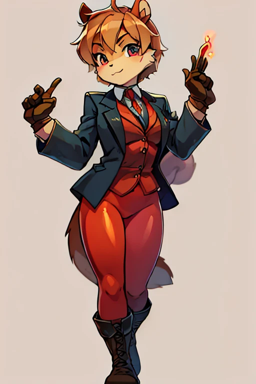 boy, squirrel, furry, bodyfur, blazer, bottomless, color tights, gloves, boots, peace fingers