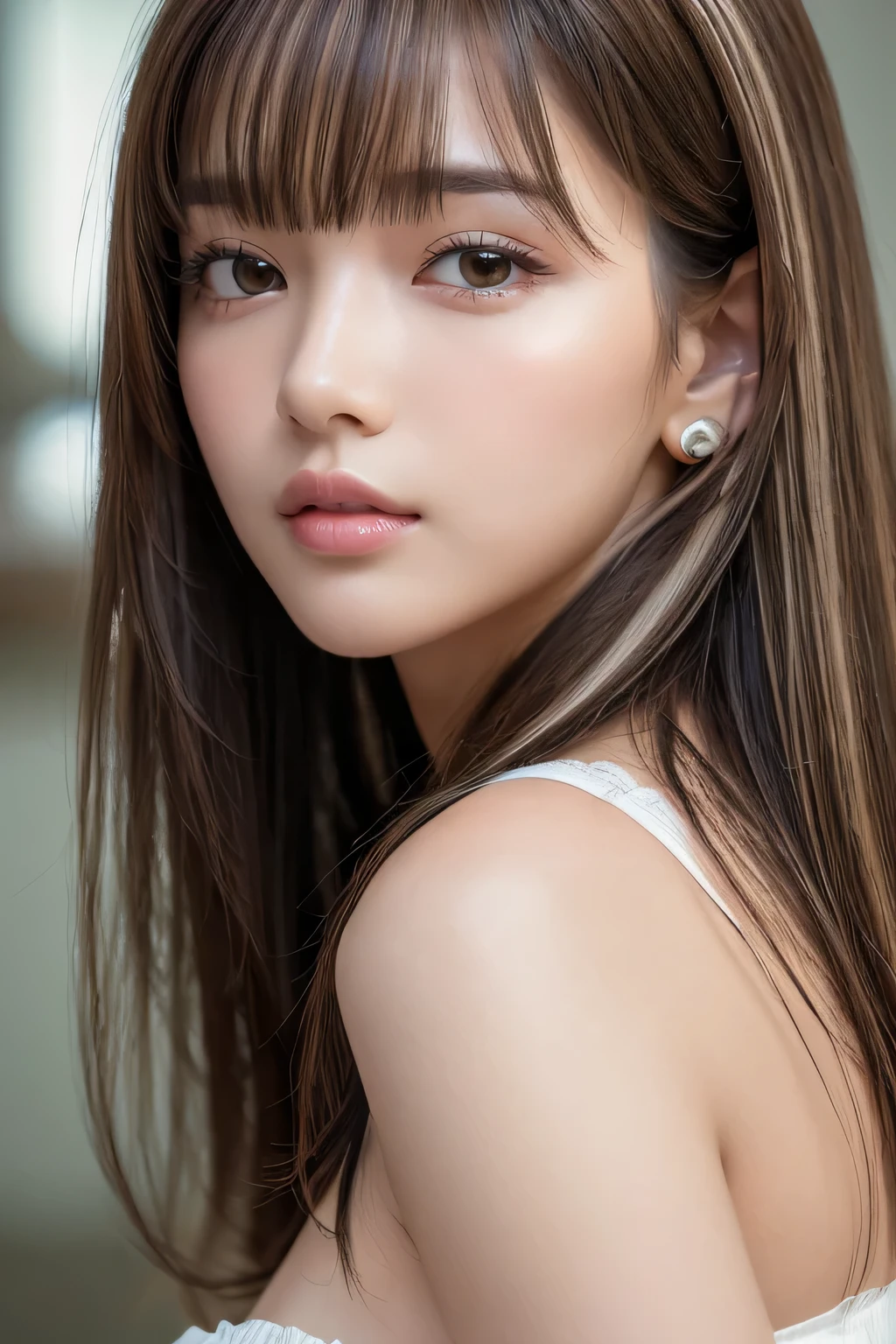 (highest quality:1.2), masterpiece,
(very cute:1.3), alone, Are standing, View your viewers, Cowboy Shot,Very detailed、masterpiece、highest quality、Ultra-high resolution energy A、8K High Resolution、Photogenic transparency、Detailed eyes、Gradation、Perfect anatomical figure , Nikon Z9 80mm Lens, Beautiful posture、yes、Browsing Caution、Thin eyebrows、Detailed eyes、Detailed nose、Mouth Details、Fine ears、Golden ratio face、(Waiting for a kiss)、(Curvaceous)、(Ideal ratio)、High definition eyes and feet、Long neck、eyelash、(Black Hair、Blunt bangs, Long Hair, , The forehead is hidden by the bangs:1.2)、(((Natural soft light、Eye highlights)))、(Realistic:1.4), Shadow、(Best image quality:1.0), (超A high resolution:1.0), 8k, RAW Photos, (masterpiece:0.2), Curvaceous、(Seductive pose:1.5)、When the light hits your face,that'that'that'that'It's getting brighter、Geometric background:1.3、dark、Cute girl hair、avert your eyes、highest quality、Very detailed、High quality details、(Big Breasts、Accentuate your breasts:1.6)、(Pink Lips、plump lower lip:1.4)、(wearing idol Stage costume:1.8)、(Facing forward:1.5)