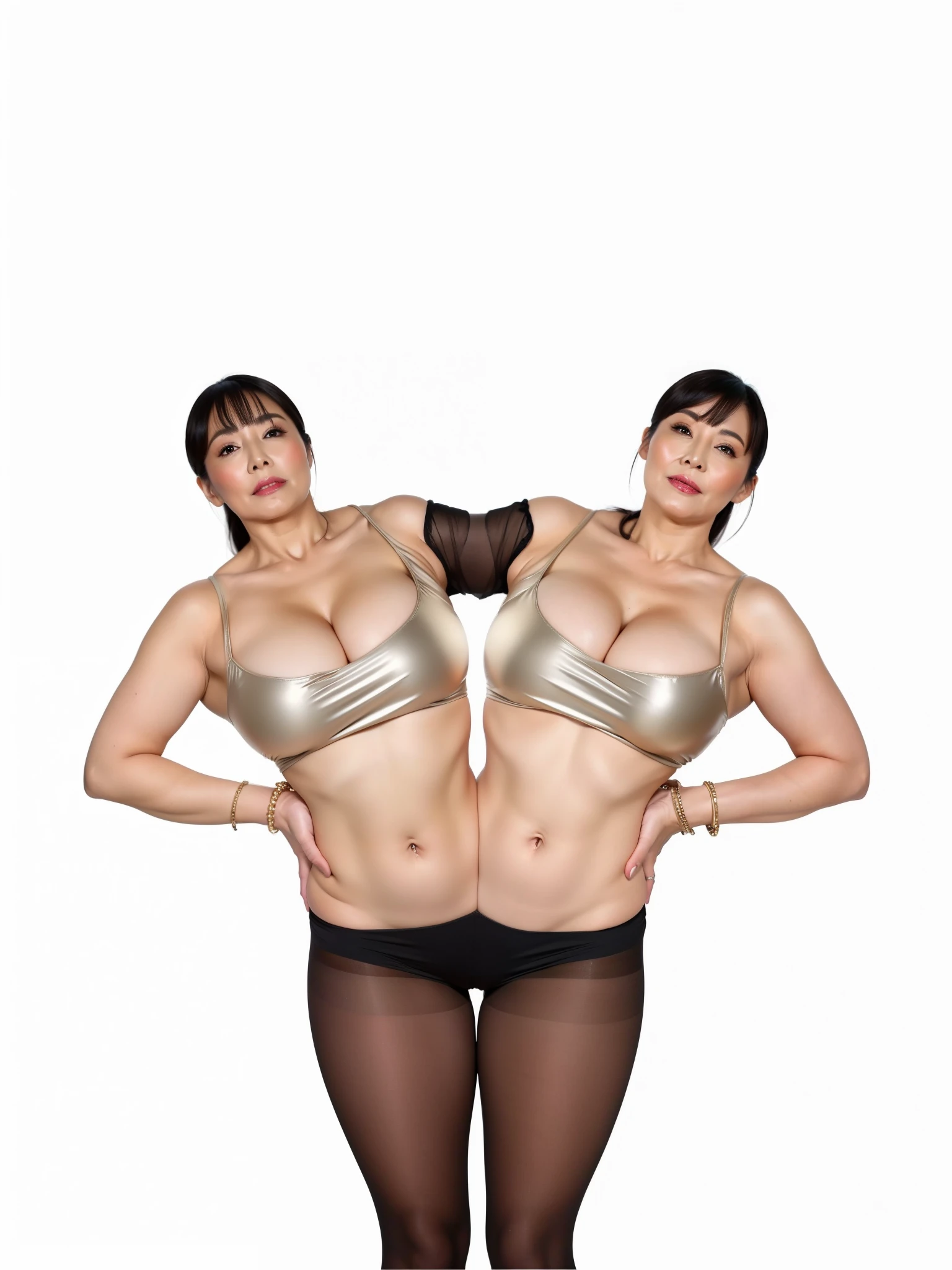 (highest quality,8k,masterpiece),Japanese Mature,50 years old,Huge ,Accentuate your cleavage,Glamour,Muchimuchi,Black Pantyhose,High heels,Draw the genitals,