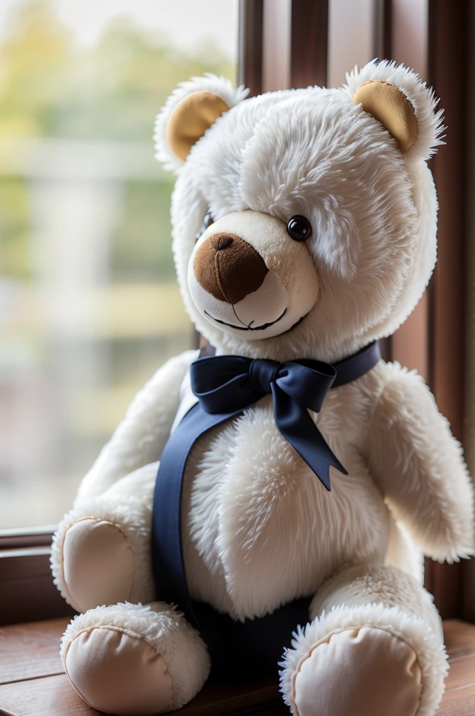 (Style - Depth of Field:1.4) Teddy bear product photo, morning light shining through the window, (prospect:1.3), (masterpiece) (highest quality) (detailed) (Complex)、Duffy、cute、smile