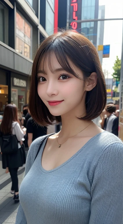 masutepiece, Best Quality, Illustration, Ultra-detailed, finely detail, hight resolution, 8K Wallpaper, Perfect dynamic composition, Beautiful detailed eyes, Women's Fashion,Very short hair,Small breasts natural color lip, Bold sexy poses,Smile,Harajuku、20 years girl、Cute、Sexy shot looking at camera