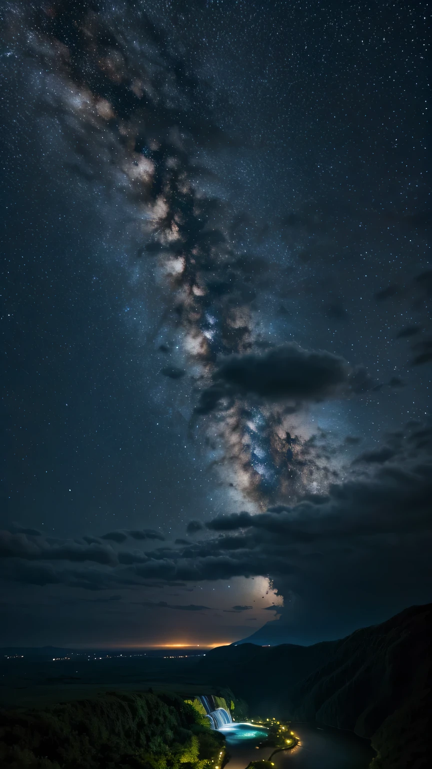 The waterfall drops three thousand feet,I suspect it is the Milky Way falling from the sky。