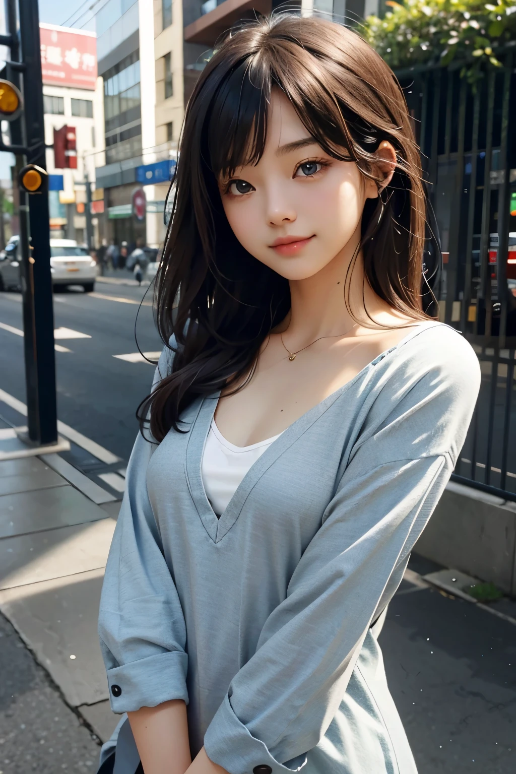 Flying debris、highest quality、shape、Very detailed、The finer details、High resolution、8K Dende Wallpaper、完璧なダイナミックな構shape、Fine and beautiful eyes、Winter casual wear、Medium Hair、Small breasts、Natural color lip、Bold sexy pose、A shy smile、Harajuku Style、20-year-old girl、Cute type、sexy shot looking at camera、