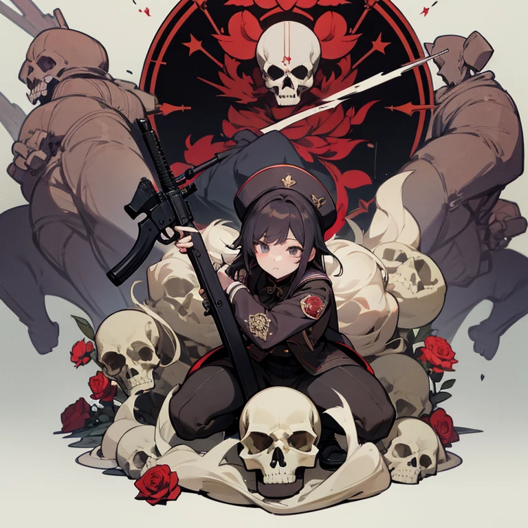 Arius Branch School、Arians Squat、School emblem with skull and roses、Gun Society、Girl Soldier、Brutal、Heavy Past、dark