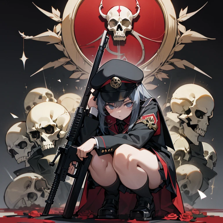 Arius Branch School、Arians Squat、School emblem with skull and roses、Gun Society、Girl Soldier、Brutal、Heavy Past、dark