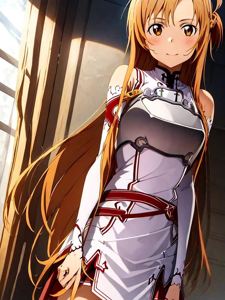 Asuna Yuki(Sword Art Online), Dynamic Angle, Long bronze hair,Braiding,Brown eyes,Fine grain,Big bust line,roll forward,Armature,breastplate,Long sleeve white shirt,Removable sleeves,Red and white skirt,Pleated skirt,real,Her slim legs are really cute.,Very beautiful long legs.,White knee-highs,garter,Perfect body,real,Are standing,Lean forward slightly,Asuna Yuki(Sword Art Online), (masterpiece, highest quality:1.2), (((One girl))), 一人で panties，Embarrassing, panties，classroom， (((Skirt flip, pantiesが見えてるよ)))，squat，squat，squat，squat，squat，squat，Spread your legs， (((Skirt flip, pantiesが見えてるよ)))， (((Skirt flip, pantiesが見えてるよ)))， (((Skirt flip, pantiesが見えてるよ)))， (((Skirt flip, pantiesが見えてるよ)))，