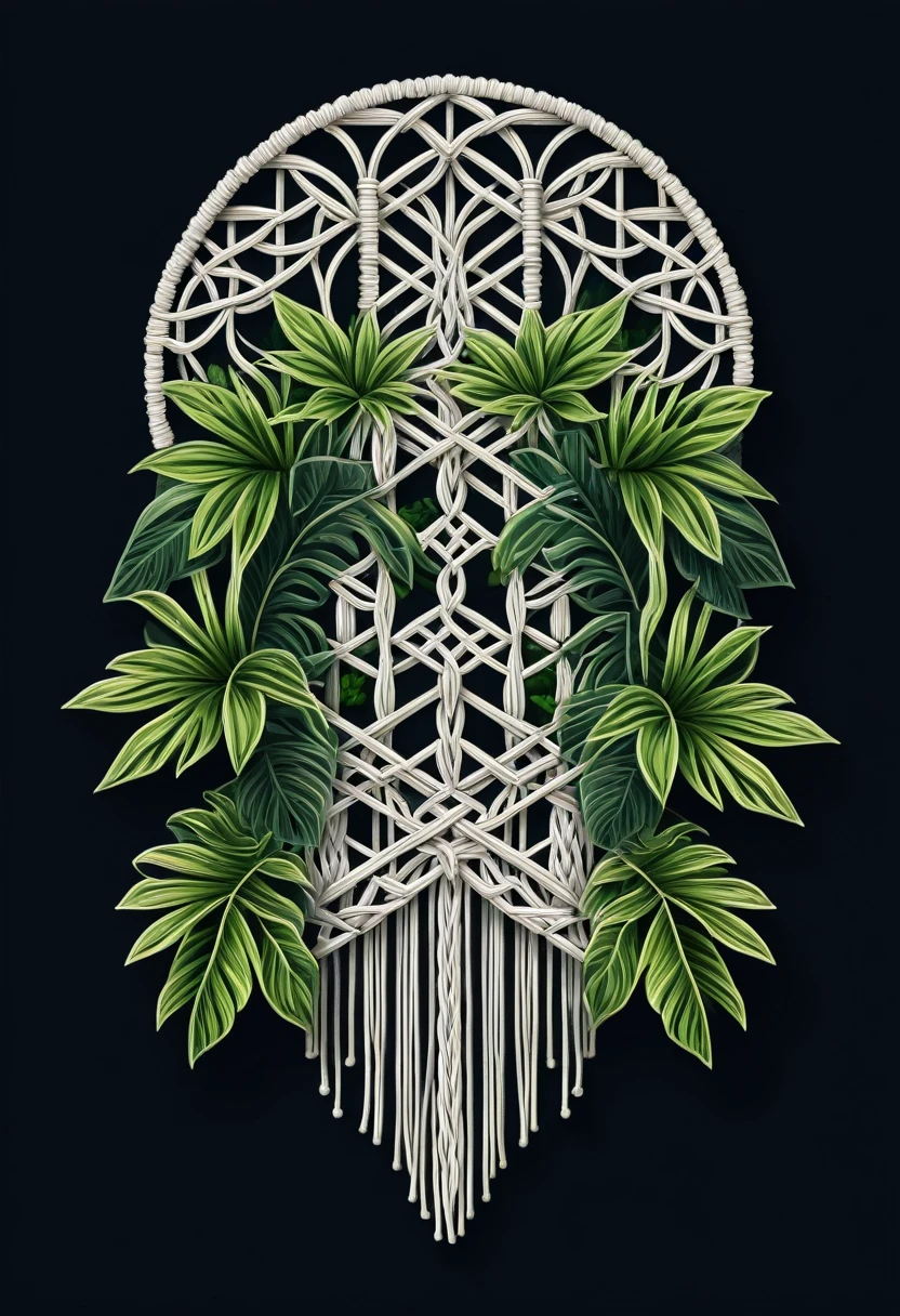 Generate a logo that combines macrame and plants for business