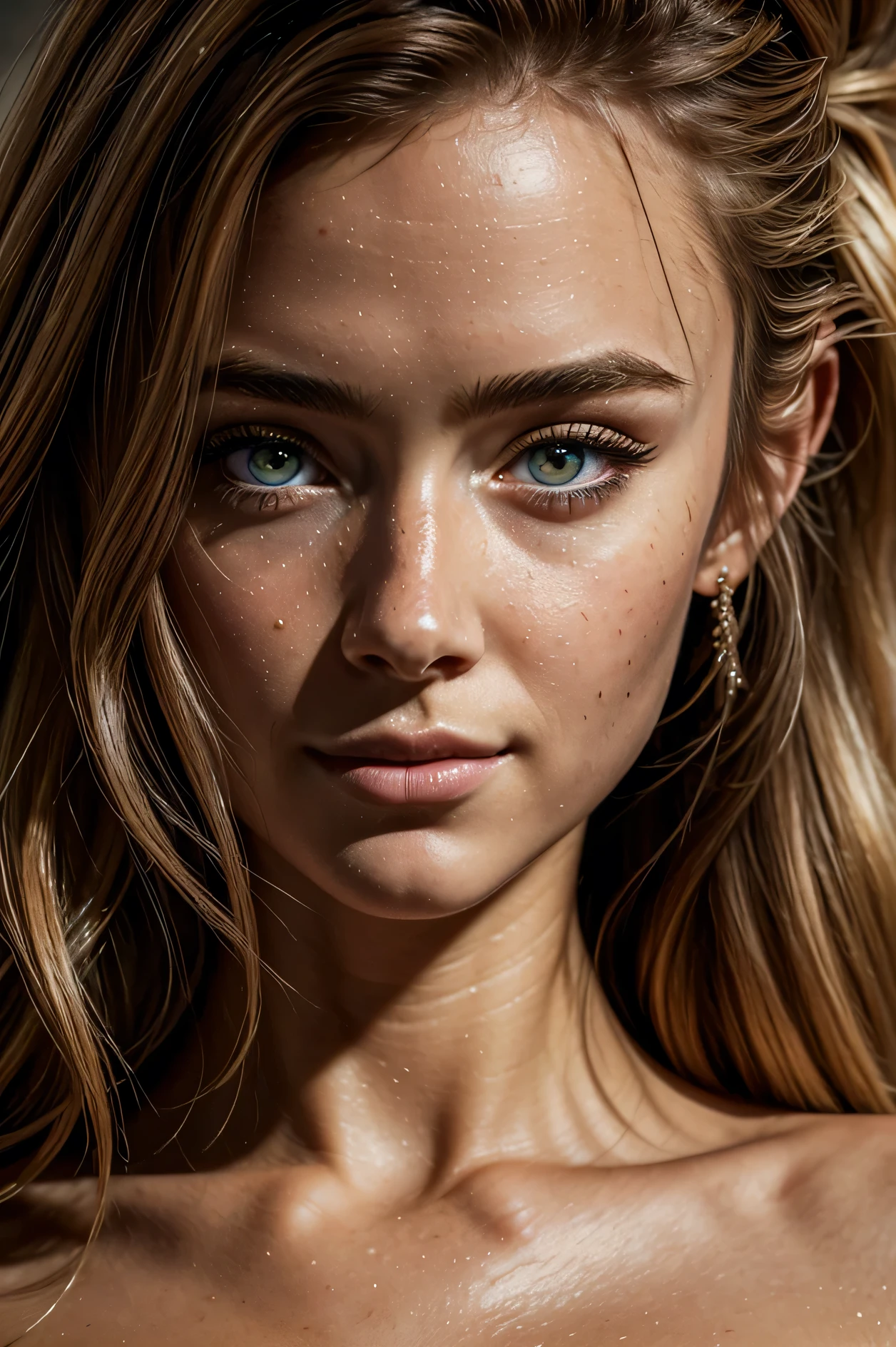 (((Masterpiece))), extremely realistic, vivid details, extremely detailed, 4k, Ultra beautiful european woman close up, ((close up face 1.8)), She is extremely beautiful with sharp edges, perfect face, perfect geometry, geometrically symmetrical, sexy cat eye makeup, blonde hair, Face closeup, ultra realistic eyes,smile,(smile with eyes), (direct eye contact with camera 1.5),ultra detailed eyes, (depth in eyes 1.3),(realistic human skin:1.6), ultra detailed skin texture,PBR Textures,Super Resolution, Multi-layer Textures, Magical vibe in the pic, mystical