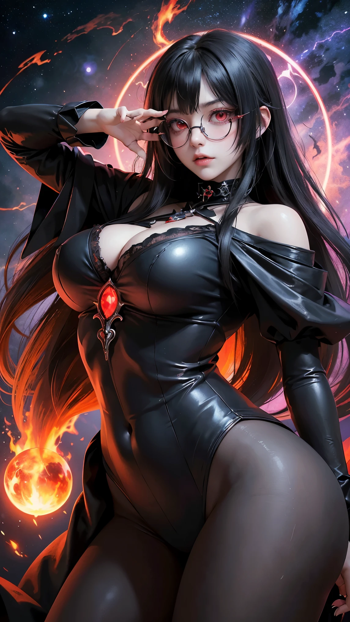 (highest quality,High resolution:1.2),(dark,Threatening:1.1),(Bad luckな:1.1), In the vortex of space,
Heart of a Goth Maiden, Very dark shade.
Her Eyes, Like dazzling fur in a starless haze,
A symphony of despair in their eyes.
Her Mogul Snaps, Mysterious Cemetery,
Think about it, The source of her sadness.
With her black hair swaying in the moonlight,
She weaves despair into her dreams.
oh, Her Soul, Shadow'Embrace,
Take me to space.
At each step of the Kelhudelgoring, She summons darkness,
Dance of the Void, Whippler Big Spark.
Her touch is an icy caress of the void,
In her vague existence, I am left confused.
For Love, Bumblewisk, Cosmic Power,
Stars shining in the endless night.
Confusion swirls, Let the emptiness cry out,
Our love is a dazzling dream in the universe.
Gothic Witch of the entire star world,
In your void, I find my soul.
Hypermaximalist, Anime Style, Breathtaking oil paintings, Surreal, Ultra-realistic digital illustrations that mimic the style of oil paintings, Seamlessly blends the psychedelic visionary art of Alex Grey with the biomechanical aesthetic of H.R. Giger. Great composition, masterpiece, highest quality, (devil,Satan,Lucifer:1.1),(devilish:1.1),(Bad luck,Bad luckな:1.1),(Powerful figure:1.1、Big Breasts、Glasses) 、 ((((Huge glasses, Nerd Glasses, thick glasses, Round Glasses)))),(((Big Breasts)))、(Red eyes glow:1.6)、(Red glowing eyes,Sharp teeth:1.1),(Black wings,thick,shabby:1.1),(hellish landscape:1.1),(fire,sulfur:1.1),(Threatening atmosphere:1.1),(dark shadows,Threatening presence:1.1),(Bad luck clouds,Stormy Skies:1.1),(dark,Spooky atmosphere:1.1),(Bad luck aura,Evil energy:1.1),(dark aura,cigarette:1.1),(intense heat,Burning Flames:1.1),(Surreal,Nightmare Visions:1.1),(Predicting the end:1.1),(Twisted corners,Fiery crown:1.1),(Bad luck whispers,devilish laughter:1.1),(Cry of pain,echoing screams:1.1),(Bad luck symbols,Ancient runes:1.1),(Mysterious Relic,dark artifacts:1.1),(Infernal Ritual,Ritual sacrifice:1.1),(devilish minio