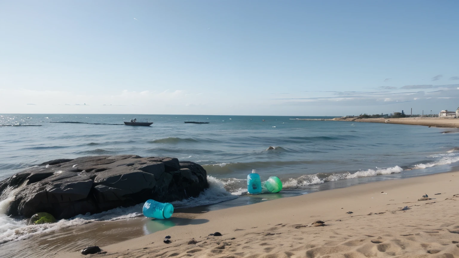 Alarming ocean pollution with plastic bottles.