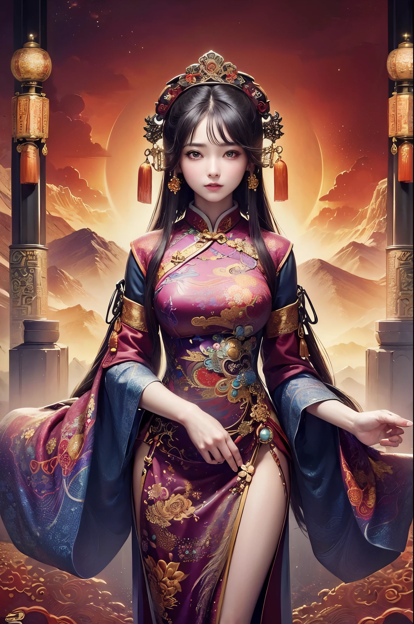 (masterpiece, top quality, best quality, official art, beautiful and aesthetic:1.2), (1girl:1.3), extreme detailed,(fractal art:1.3),colorful,highest detailed,chinese ancient style,(chinese clothes:1.2),