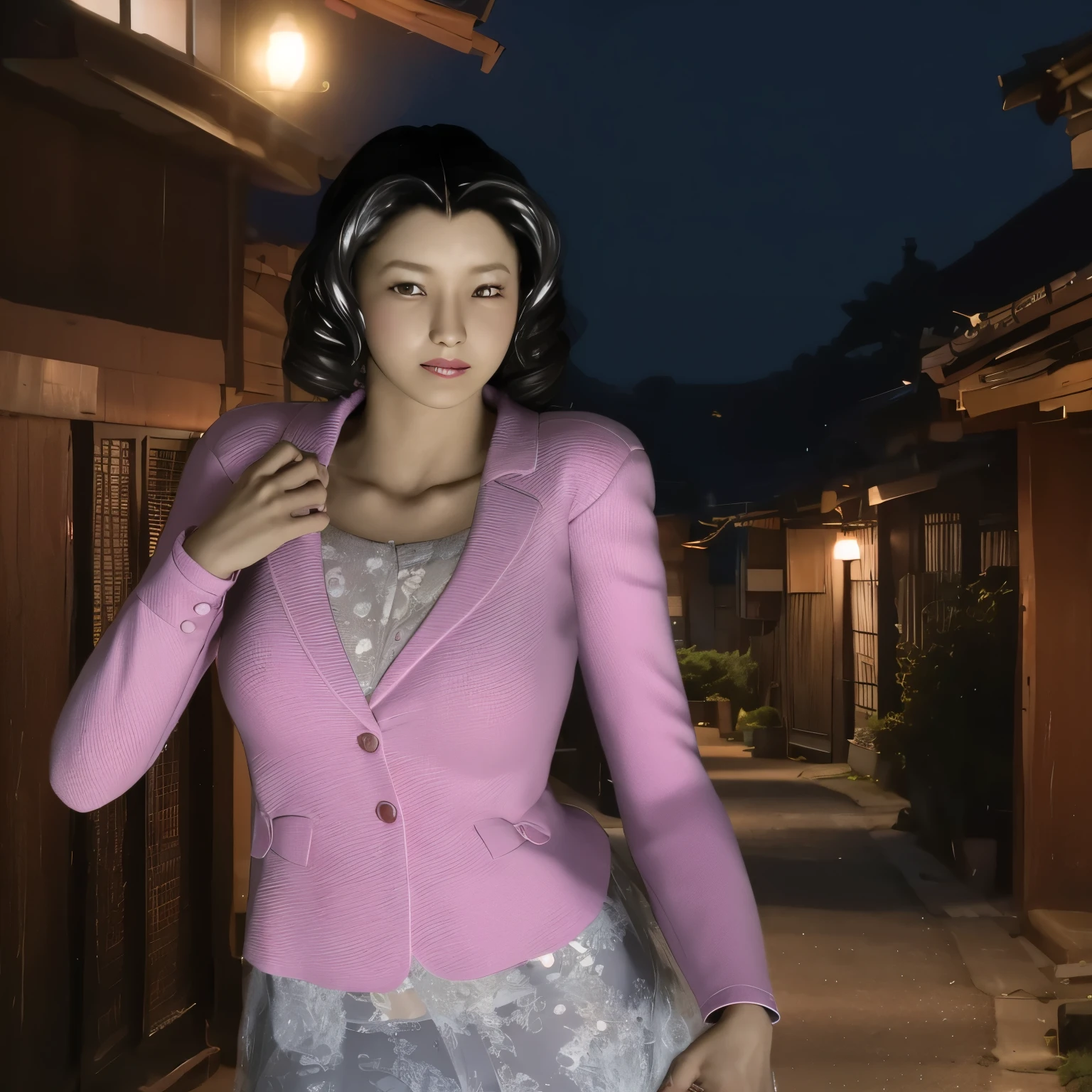 (8k, highest quality, masterpiece:1.2), (Realistic, photo-Realistic:1.37), Very detailed,highest quality, Ultra-high resolution, Professional Lighting, Photon Mapping, Radio City, Physically Based Rendering, Cinema Lighting, Late night roads,Written boundary depth, Sharp focus,Street lamp light、Good composition,(Bokeh:1.2) 1 girl,alone,(whole body), (Mouth closed),Beautiful Eyes,Beautiful thighs、 Temporarily stop, Tight waist,Japanese women, Black Hair,Messy Hair,Hair blowing in the wind,(Ulzzang-6500:1.2) Mix 4, 25-year-old female、
