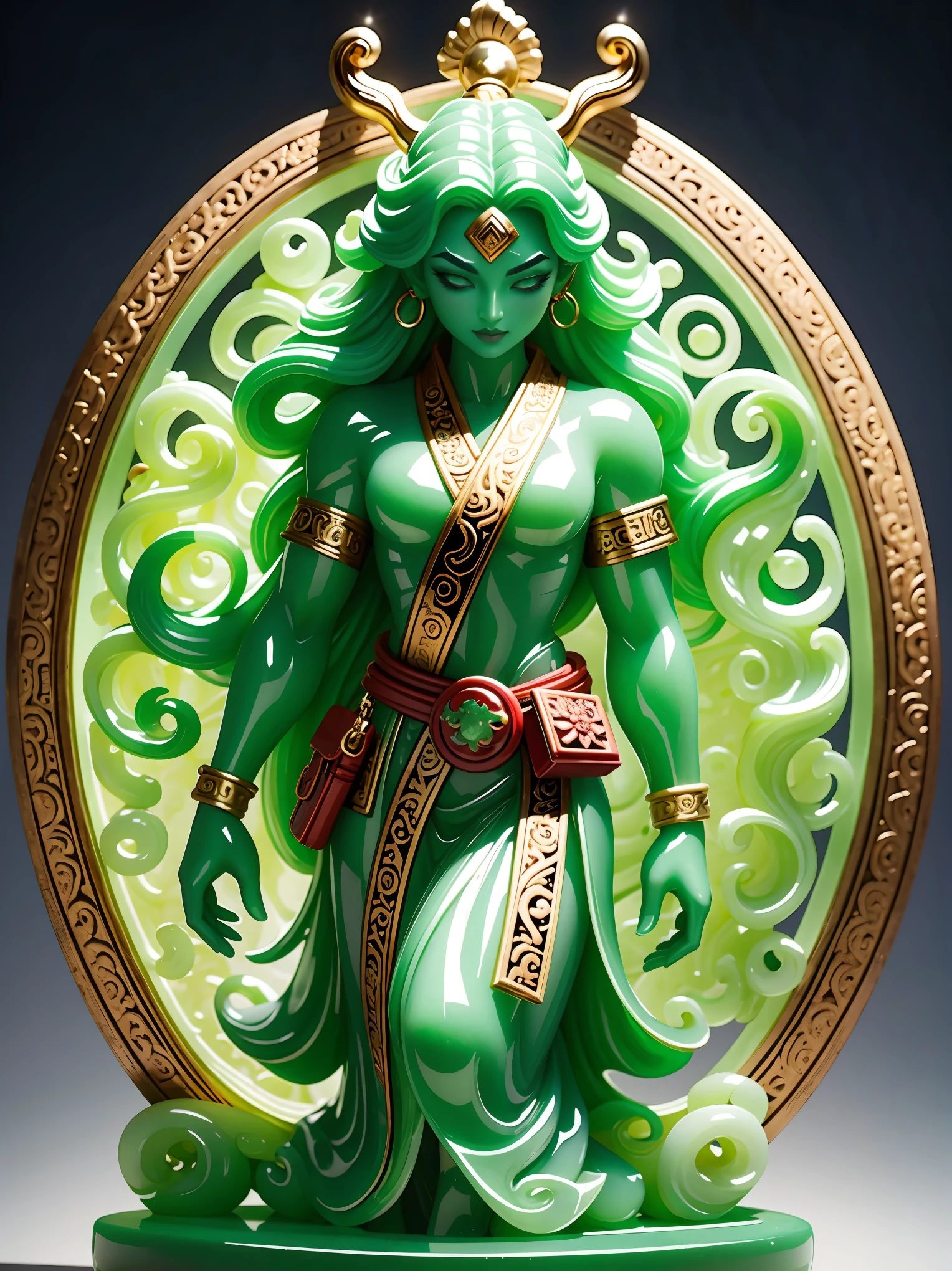 jade,Stone carving style,(Vision:1.5),(whole body),(Wide Angle)