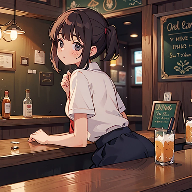 A girl working at a bar