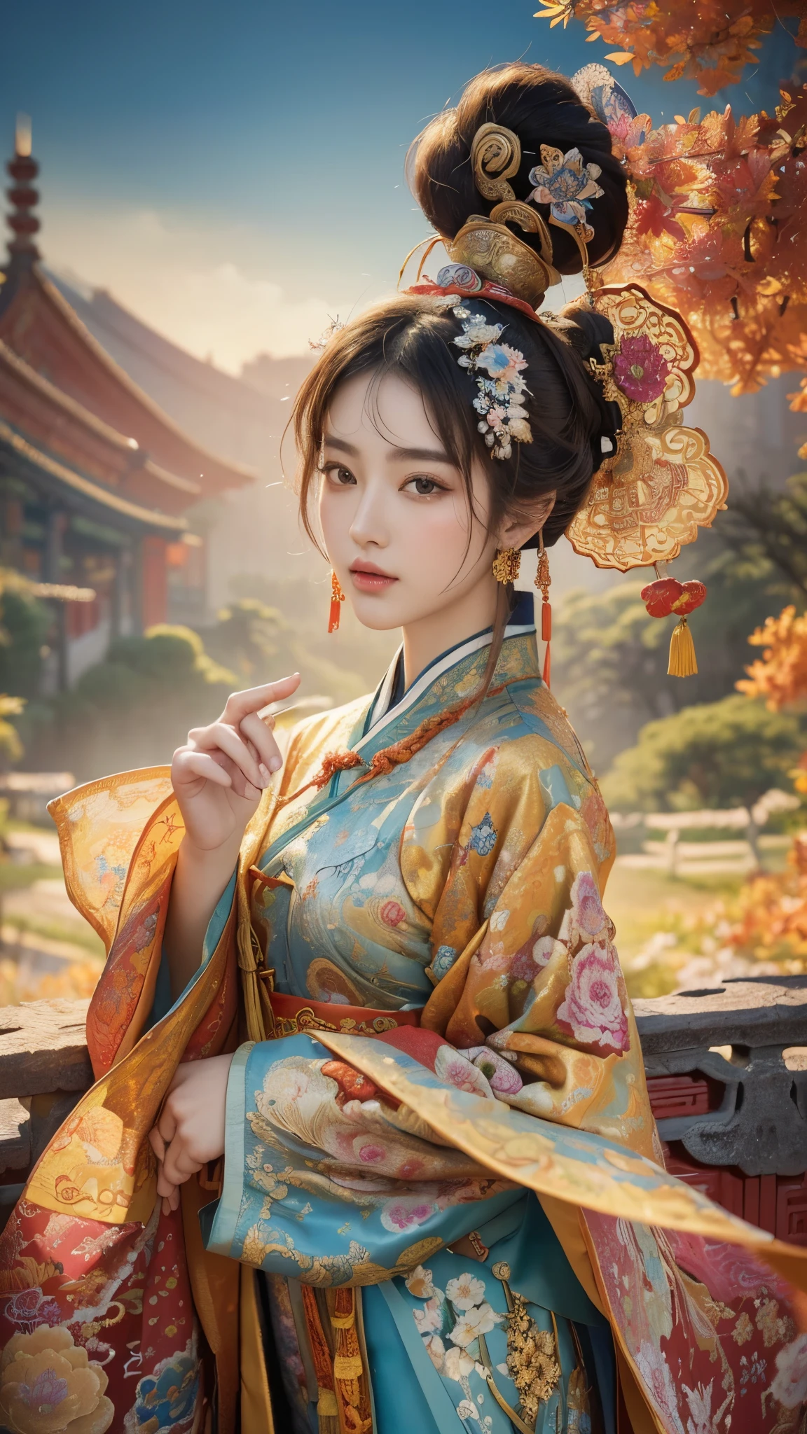 (masterpiece, top quality, best quality, official art, beautiful and aesthetic:1.2), (1girl:1.3), extreme detailed,(fractal art:1.3),colorful,highest detailed,chinese ancient style,(chinese clothes:1.2),