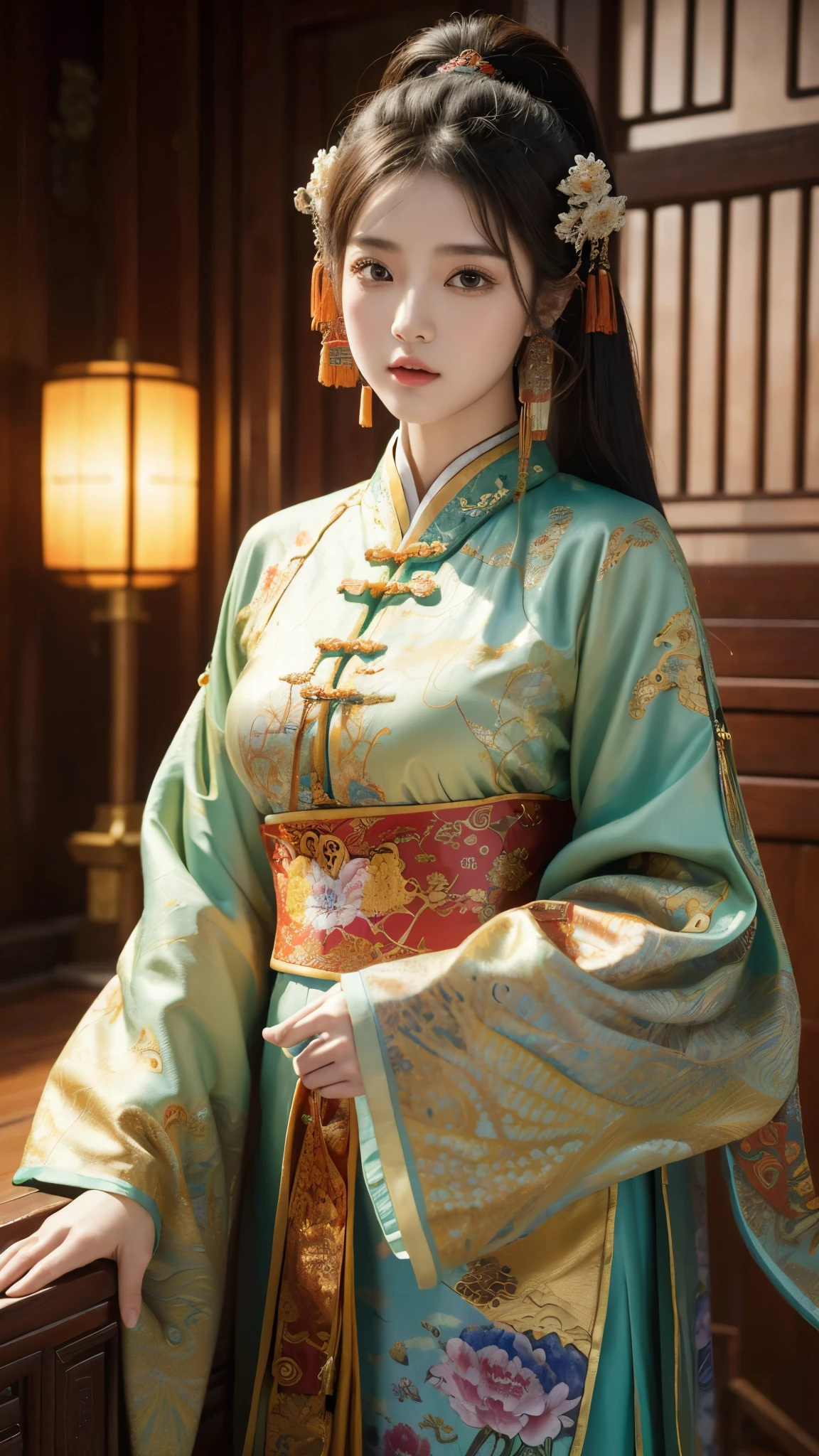 8k，(masterpiece, top quality, best quality, official art, beautiful and aesthetic:1.2), (1girl:1.3), extreme detailed,(fractal art:1.3),colorful,highest detailed,chinese ancient style,(chinese clothes:1.2),