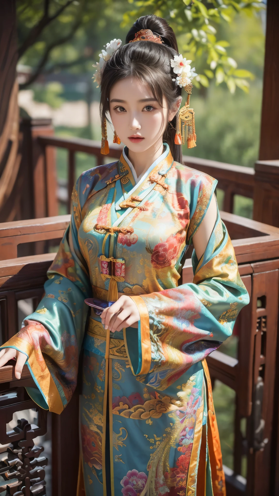 8k，(masterpiece, top quality, best quality, official art, beautiful and aesthetic:1.2), (1girl:1.3), extreme detailed,(fractal art:1.3),colorful,highest detailed,chinese ancient style,(chinese clothes:1.2),
