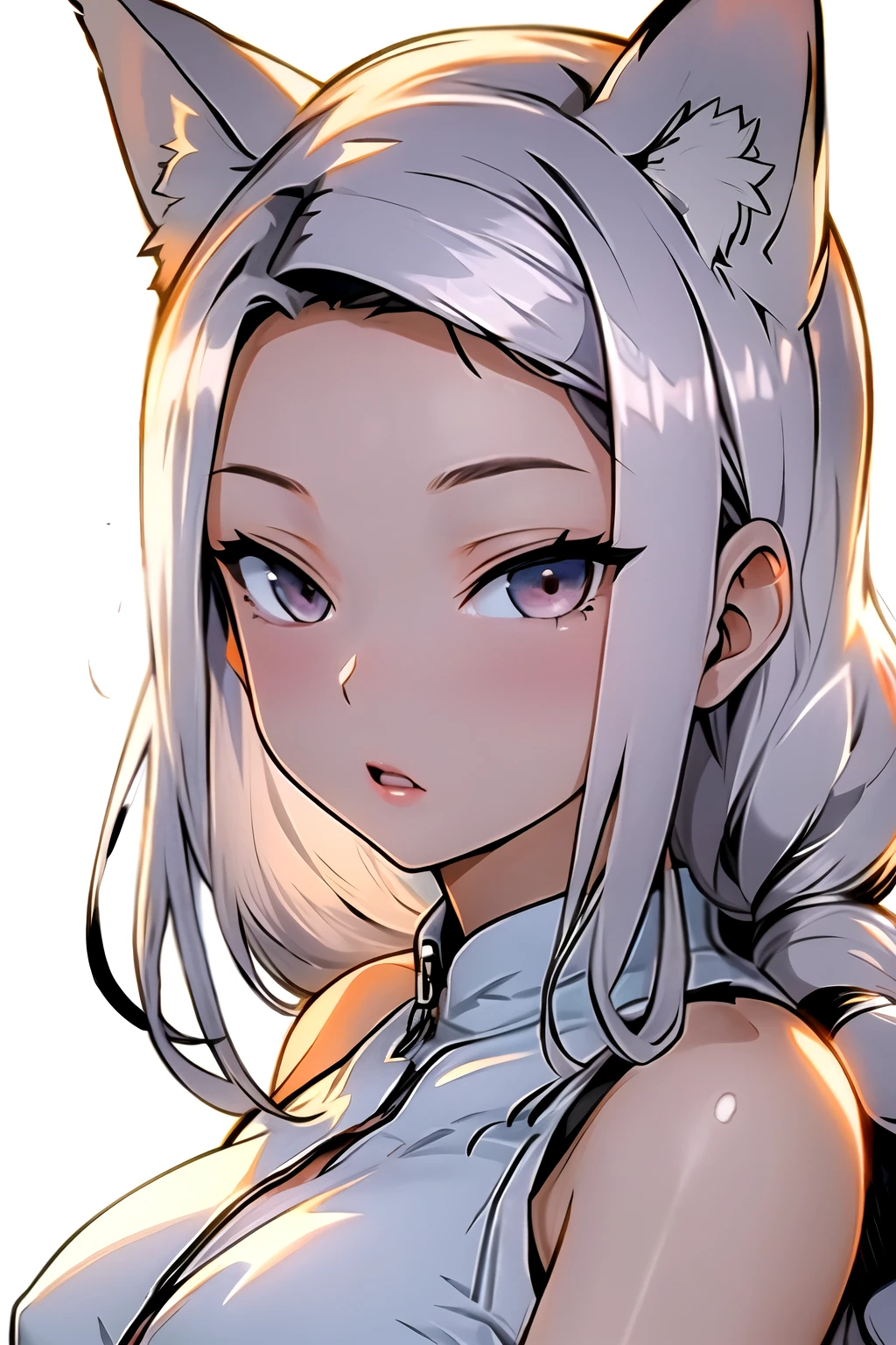 ((best quality)), ((masterpiece)), (detailed), perfect face white haired fox girl
