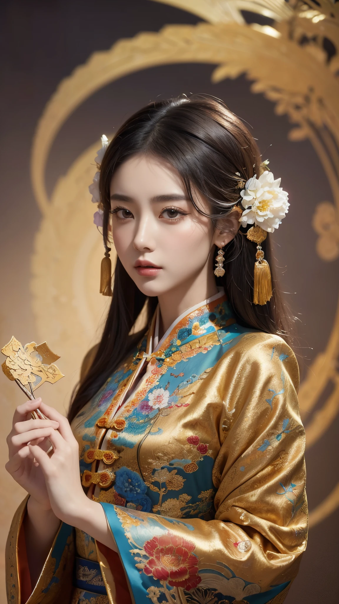 8k，(masterpiece, top quality, best quality, official art, beautiful and aesthetic:1.2), (1girl:1.3), extreme detailed,(fractal art:1.3),colorful,highest detailed,chinese ancient style,(chinese clothes:1.2),