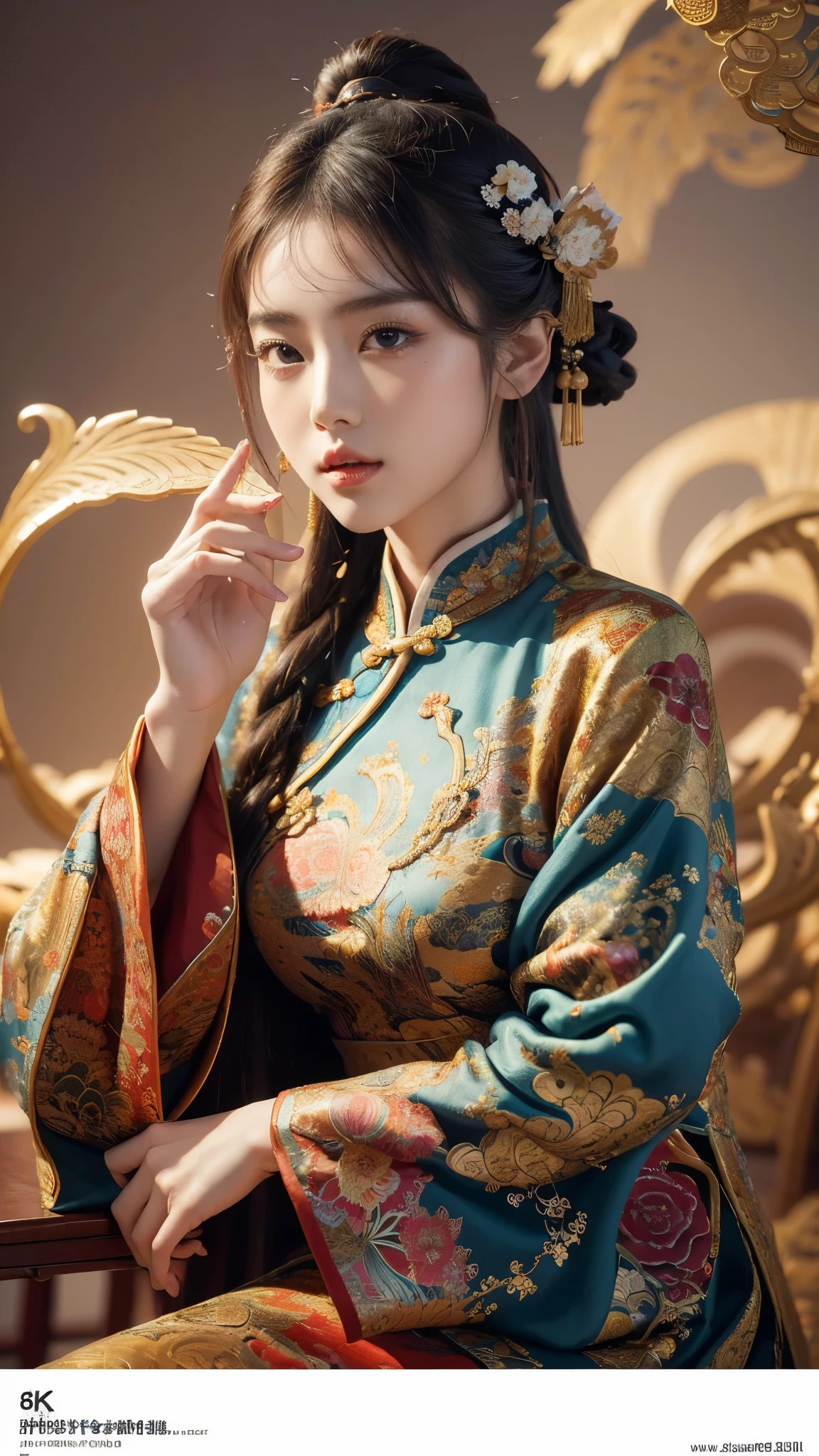 8k，(masterpiece, top quality, best quality, official art, beautiful and aesthetic:1.2), (1girl:1.3), extreme detailed,(fractal art:1.3),colorful,highest detailed,chinese ancient style,(chinese clothes:1.2),