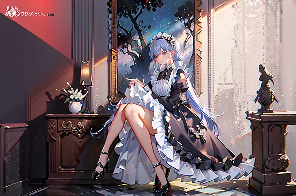 Luxury maid clothes, Wind, Fluttering skirt, (((Frills:1.3))), Exquisitely designed costumes, Eye on the details, Amazing Design, 見たこともないFrillsのデザイン, Groundbreaking Design, Avant-garde attire, excessive decoration, Unique design, Best Design, 強Wind, Panty shot, Moving skirt, (Movie Scenes)