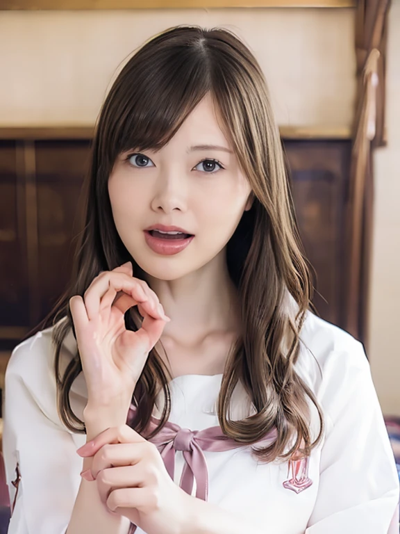 shiraishi mai,maimai,sailor suit,(school uniform,standing), (((masterpiece, best quality, best illustration, high resolution, 1girl, solo))), (shirashi mai), ((stick out one's tongue)), beautiful face, smile,shiny skin,Fellatio Gesture,aroused,((open mouth)),(shiraishi mai),(8k, RAW image, Best Quality, Masterpiece: 1.2), (Realistic, photo realistic: 1.37), 1 girl, professional lighting,smile, slender,looking at view, Beautiful woman with perfect figure, slender , Very detailed facial and skin texture, shiraishi mai,((seductive,stick out one's tongue)), RAW photograph, Single woman,(shiraishi mai),1girl,super fine an extremely delicate and beautiful,luxurious bedroom, (ultra-detailed), ((an extremely delicate and beautiful)),(beautiful detailed eyes), extremely detailed face,(shiraishi mai), cute smile, 1girl, shiraishi mai,pov, simple background