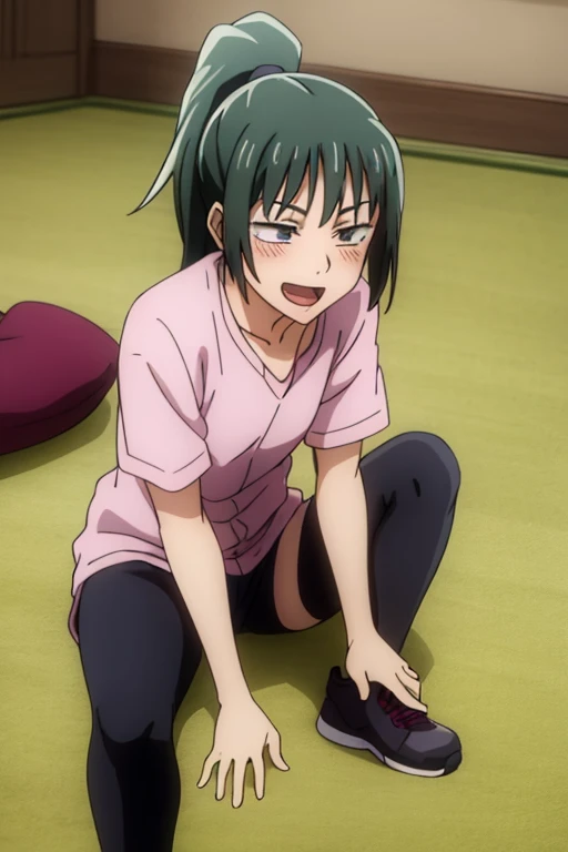 ((highest quality)), ((masterpiece)), (be familiar with), Perfect Face, indoor, Bedroom, Watching the audience,
One woman, Zenyuan Maki,
Open Mouth, Ecstatic expression, blush, smile,
Small breasts, Flat Chest, Young Girl, , , Girl,
Long Hair, ponytail,
Leg spread,