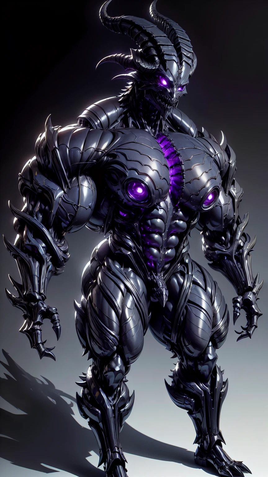 (draconic alien biomechanical succubus with carnage & witchblade physique:1.5), (megan fox as a muscular alien draconic biomechanical demonic woman with flayed skin, gigantic horns, & necrotic metallic muscle:1.5), (witchblade muscular anatomy:1.25), (perfect fingers:1.25), ((wide shoulders & upper body:1.25)), (very skinny legs:1), (huge muscular arms:1.25), (ten pack abs:1.25), (full body view:1.25), choker, detailed eyes, (looking at viewer), (smile:1.25), (blank dark background:1.25), in the art style of H.P. Giger, (beautiful girl face:1.25)