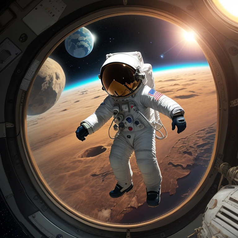 astronaut, lost, between, alone, Terre, look, fear, anxiety