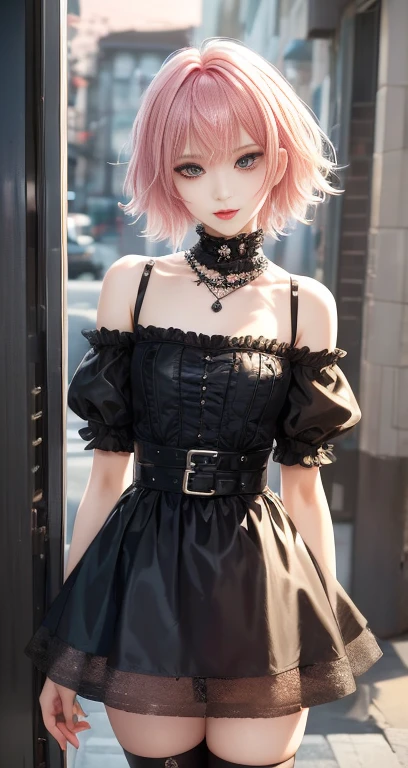 masterpiece, highest quality, ((1 Female)), adult, Different colors, Fine eyes and a fine face, Intricate details, Casual black and white attire((Sexy clothes)), window, Laughter, happiness, Kindness, high resolution、 Selfie, Beautiful woman、expensive、Small Face, D Cup, Upper body、Sunset, Night Scenery、𝓡𝓸𝓶𝓪𝓷𝓽𝓲𝓬、Korean, Idol Photos, Model Photo, K-Pop, Professional photos, vampire, Black and white Korean fashion, Fedman wearing a necklace, Inspired by Shim Sajeong, 両性具有のvampire, :9 detailed face: 8, Very detailed顔, Detailed punk hair, ((The eyes are brown)) Swollen eyes, Fascinating. Very detailed, Semi-realistic anime, vampire, Surreal , Delicate androgynous princess, sheep, ((Short Hair Woman)), Pink hair woman with wild look, sexy look, ((ピンクのShort Hair Woman)), ((1 person))