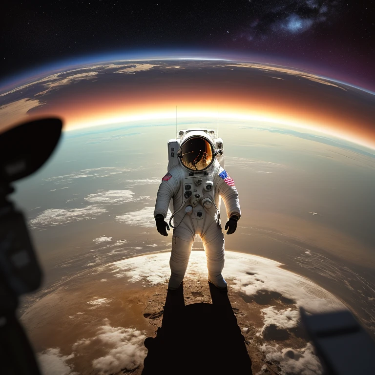 astronaut, lost, between, alone, Terre, look, fear, anxiety