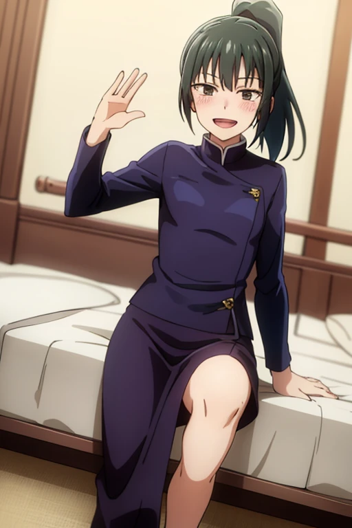 ((highest quality)), ((masterpiece)), (be familiar with), Perfect Face, indoor, Bedroom, Watching the audience,
One woman, Zenyuan Maki,
Open Mouth, Ecstatic expression, blush, smile,
Small breasts, Flat Chest, Young Girl, , , Girl,
Long Hair, ponytail,
Leg spread,
