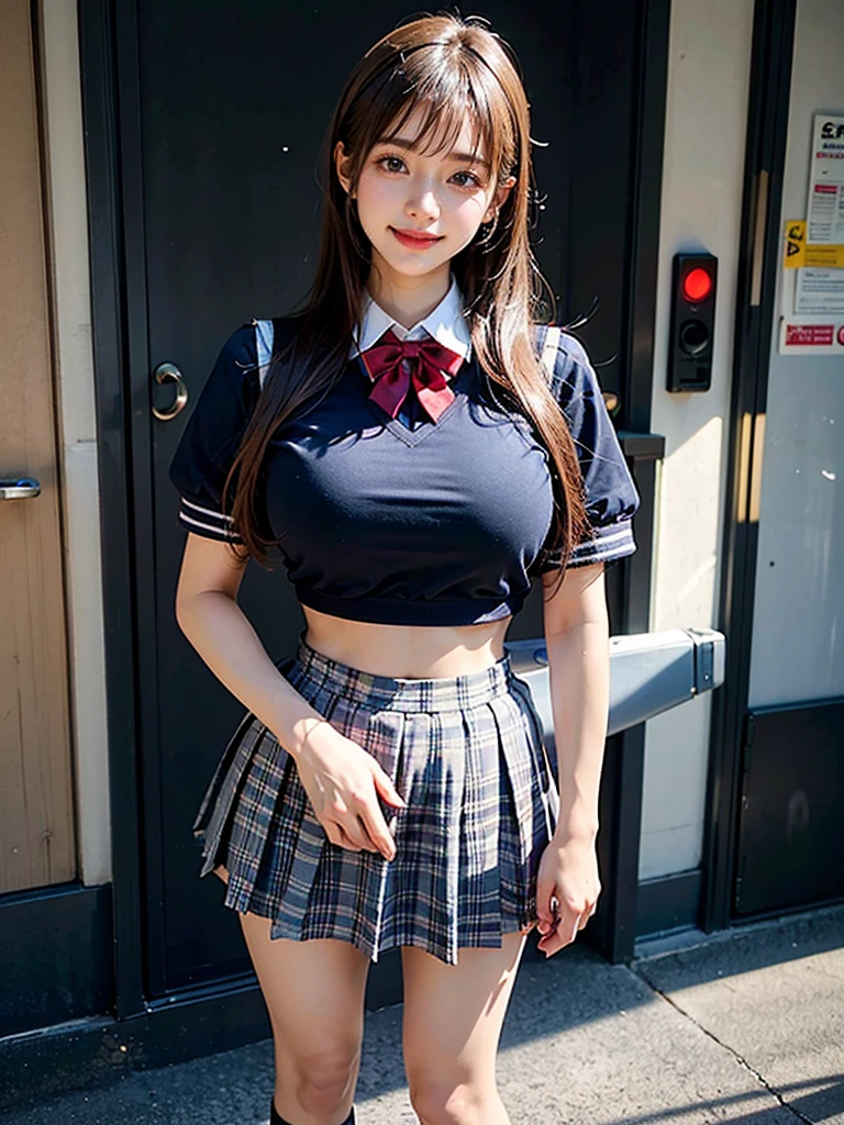 A -yeld hischool student aas an idol、高校の制服はCleavageが見えるデザイン、Cleavage、mini skirt、I can see your pants、Young cute face、Smiling Kindly、Children&#39;s Day、whole body、RAW Photos、Genuine、Real、realism、Raw photo、High resolution、Life、No copyright notice