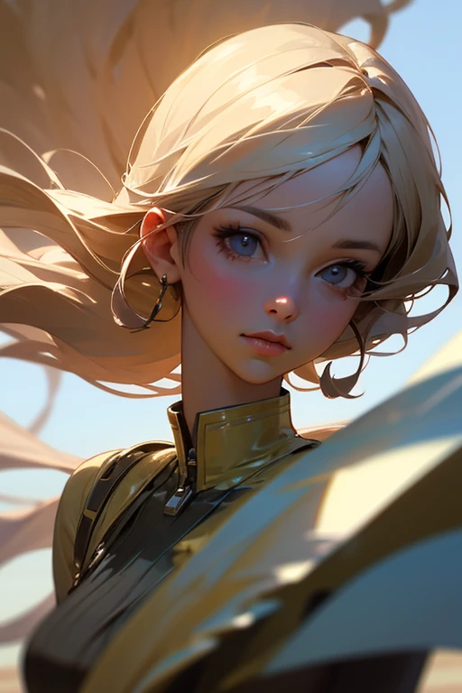 best quality, 32k, high resolution, ultra-detailed, extremely detailed, top quality, realistic, a woman, hair sways in the gentle breeze,