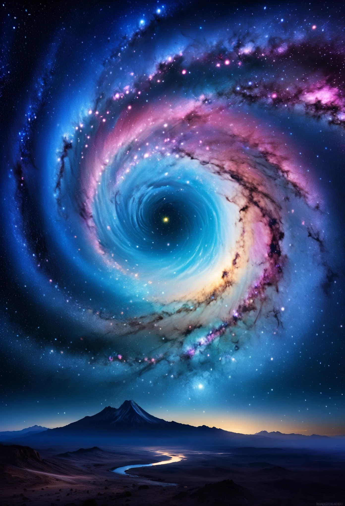 Celestial bodies swirl in a cosmic ballet, painting the night sky with celestial wonder.