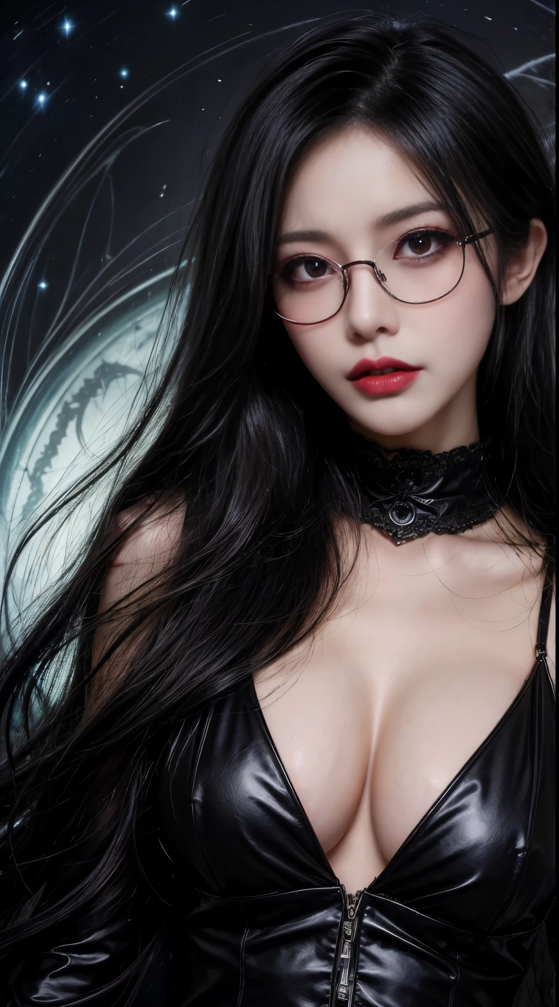 (highest quality,High resolution:1.2),(dark,Threatening:1.1),(Bad luckな:1.1), In the vortex of space,
Heart of a Goth Maiden, Very dark shade.
Her Eyes, Like dazzling fur in a starless haze,
A symphony of despair in their eyes.
Her Mogul Snaps, Mysterious Cemetery,
Think about it, The source of her sadness.
With her black hair swaying in the moonlight,
She weaves despair into her dreams.
oh, Her Soul, Shadow'Embrace,
Take me to space.
At each step of the Kelhudelgoring, She summons darkness,
Dance of the Void, Whippler Big Spark.
Her touch is an icy caress of the void,
In her vague existence, I am left confused.
For Love, Bumblewisk, Cosmic Power,
Stars shining in the endless night.
Confusion swirls, Let the emptiness cry out,
Our love is a dazzling dream in the universe.
Gothic Witch of the entire star world,
In your void, I find my soul.
Hypermaximalist, Anime Style, Breathtaking oil paintings, Surreal, Ultra-realistic digital illustrations that mimic the style of oil paintings, Seamlessly blends the psychedelic visionary art of Alex Grey with the biomechanical aesthetic of H.R. Giger. Great composition, masterpiece, highest quality, (devil,Satan,Lucifer:1.1),(devilish:1.1),(Bad luck,Bad luckな:1.1),(Powerful figure:1.1、Big Breasts、Glasses) 、 ((((Huge glasses, Nerd Glasses, thick glasses, Round Glasses)))),(((Big Breasts)))、(Red eyes glow:1.6)、(Red glowing eyes,Sharp teeth:1.1),(Black wings,thick,shabby:1.1),(hellish landscape:1.1),(fire,sulfur:1.1),(Threatening atmosphere:1.1),(dark shadows,Threatening presence:1.1),(Bad luck clouds,Stormy Skies:1.1),(dark,Spooky atmosphere:1.1),(Bad luck aura,Evil energy:1.1),(dark aura,cigarette:1.1),(intense heat,Burning Flames:1.1),(Surreal,Nightmare Visions:1.1),(Predicting the end:1.1),(Twisted corners,Fiery crown:1.1),(Bad luck whispers,devilish laughter:1.1),(Cry of pain,echoing screams:1.1),(Bad luck symbols,Ancient runes:1.1),(Mysterious Relic,dark artifacts:1.1),(Infernal Ritual,Ritual sacrifice:1.1),(devilish minio