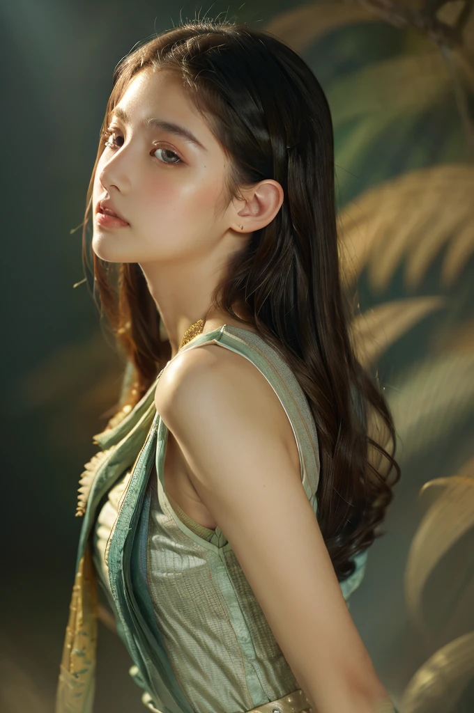 ( masterpiece, top quality, best quality,8k, girl,ultra detailed,raw photo:1.5),(photorealistic:1.4),(cinematic lighting), PerfectNwsjMajic, , Surrealism, UHD, ccurate, Super detail, textured skin, High detail, Best quality, dynamic angle, (high nose,White skin),[Beautiful blue eyes],(1girl),(good anatomy:0.5)), dunhuang_style, Dreamy atmosphere,expressive brush strokes, mystical ambiance, Artistic interpretation, a whimsical illustration, Subtle colors and tones, straight face,middle part,long straight hair 