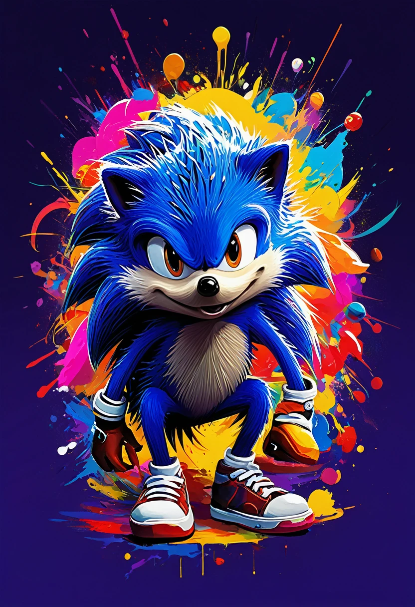 Sonic the hedgehog video game, Neurodivergent Art, abstract, colorful, expressive, unique style, digital painting, high resolution, vibrant colors, personal interpretation, emotional impact, artist unknown, art showcase, inclusive, diverse representation